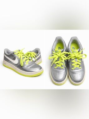 Nike Air Force 1‎ Silver Volt Neon Size 4.5Y Women's 6 AF1 Low Y2K Streetwear